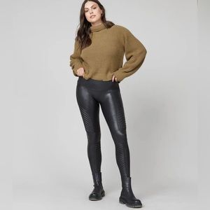 Spanx Faux Leather Moto Leggings Black Size Medium